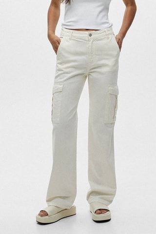 Pantaloni cargo a vita alta - Bianco
