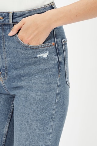 Jeans slim 7/8 a vita alta - Azzurro