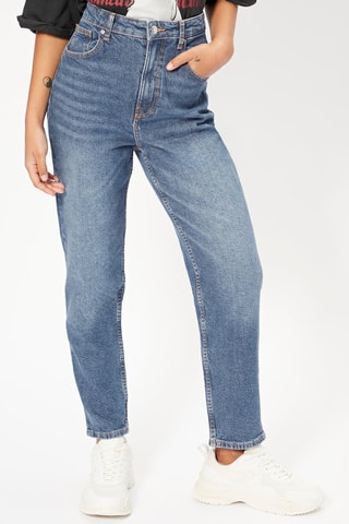 Jeans mom a vita alta - Blu