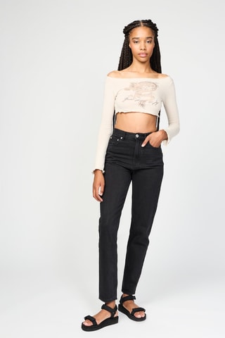 Jeans mom a vita alta - Nero