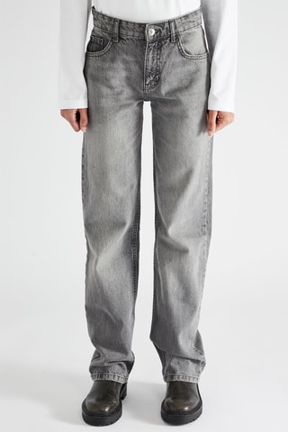 Jeans straight mid-rise - Grigio