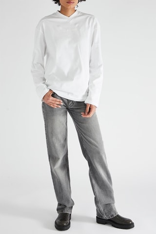 Jeans straight mid-rise - Grigio
