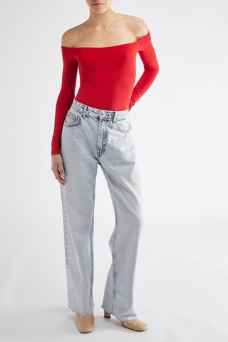 Jeans straight a vita alta - Blu