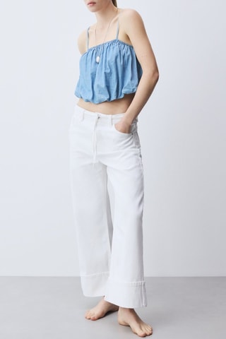 Crop top in jeans - Azzurro