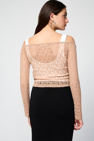 Top em renda Bardot - Bege