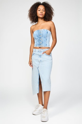 Crop top-caicai de ganga - Azul-claro