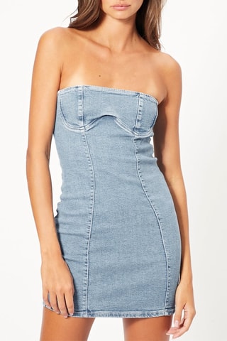 Abito bustier in jeans - Azzurro