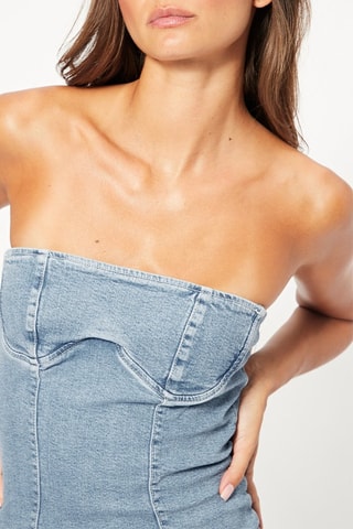 Abito bustier in jeans - Azzurro