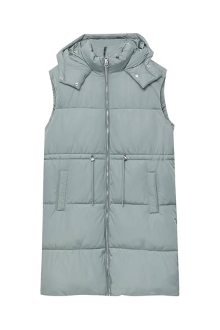 Gilet lungo con cappuccio - Grigio