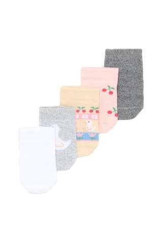 5 paia di calze - bianco e rosa
