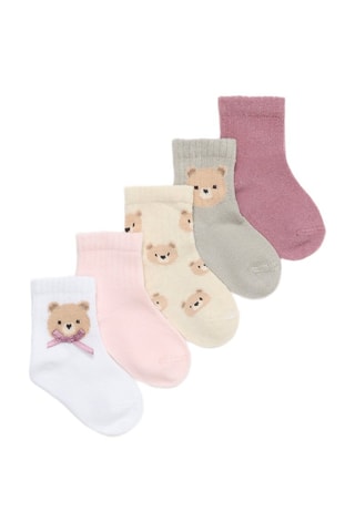 5 paia di calze - Bianco e rosa