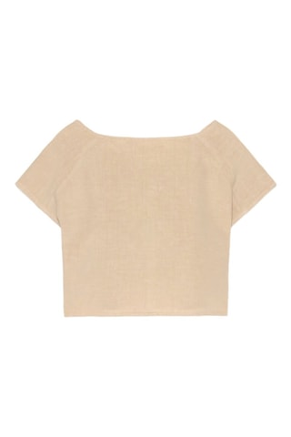 T-shirt in lino - Beige