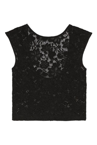 T-shirt cropped in pizzo - Nero