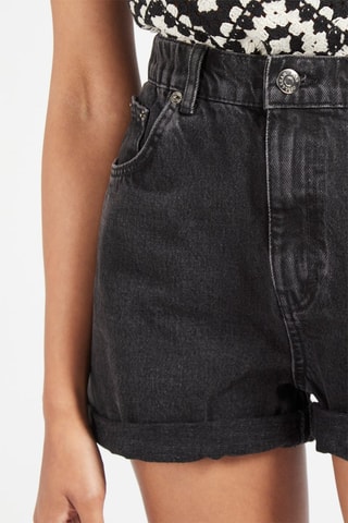 Shorts in jeans a vita alta - Nero