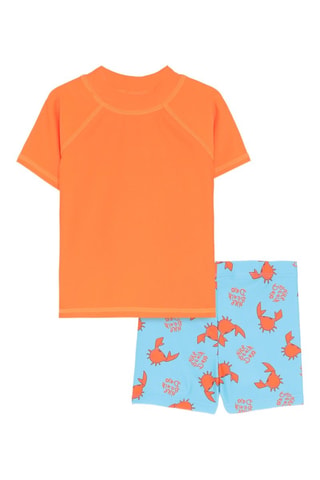 T-shirt e costume shorts - Arancione e celeste