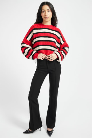 Pantaloni bootcut a vita alta - Nero