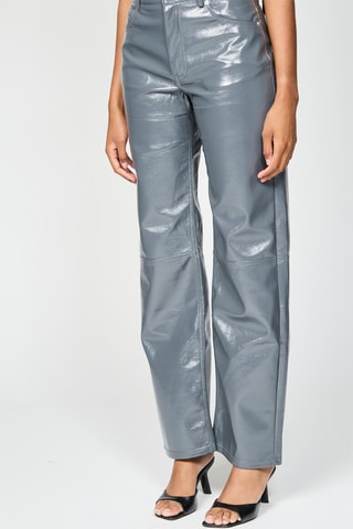 Pantaloni straight a vita alta - Argentato