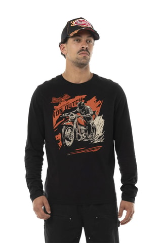 Camiseta regular - Negro, beige y naranja