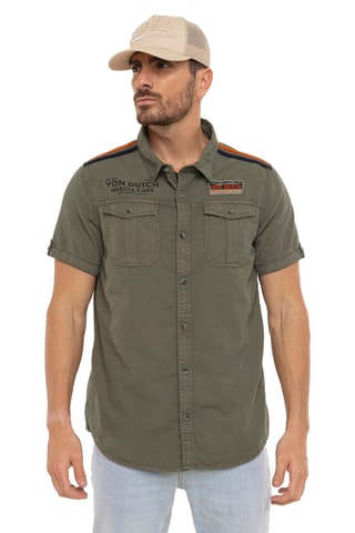 Chemise regular Box - Kaki et orange