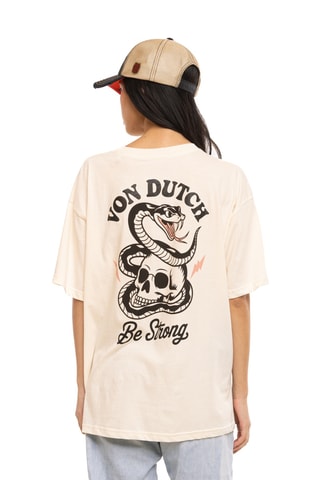 T-shirt oversize Snake - Beige et noir