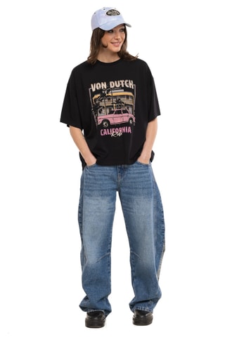 T-shirt relaxed Motel - Noir et rose