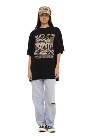 T-shirt oversize Studio - Beige et noir