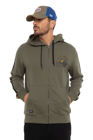 Sweat à capuche Terry Racer - Kaki et noir