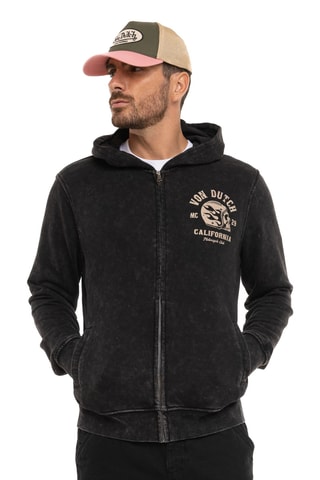 Sweat à capuche Wash Viny - Beige et noir