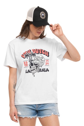 T-shirt oversize Vacation - Blanc et rose