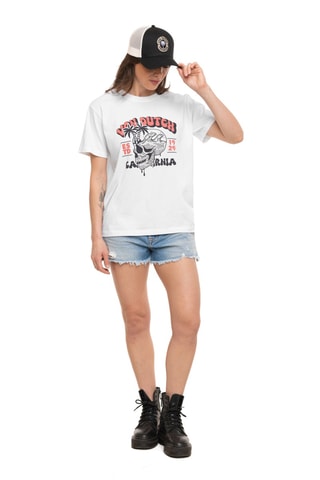 T-shirt oversize Vacation - Blanc et rose