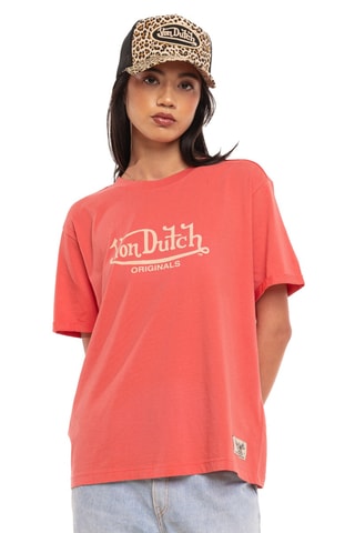 T-shirt regular Wash - Corail et jaune