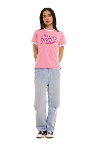 T-shirt regular Groovy - Blanc et rose