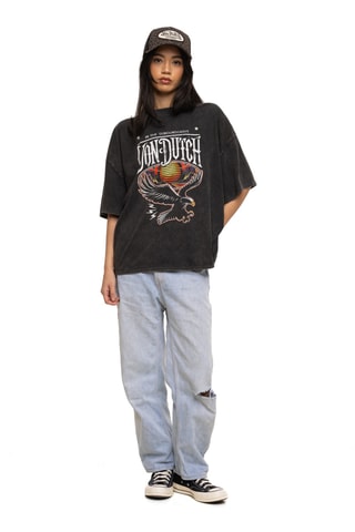 T-shirt oversize Road - Anthracite et orange