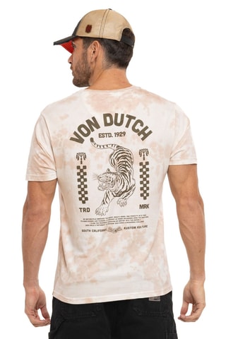 Camiseta regular fit tie-dye South - Beige y rosa