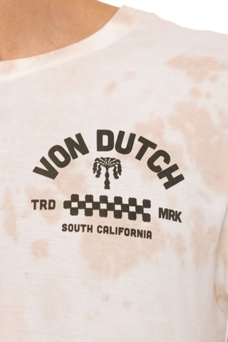 Camiseta regular fit tie-dye South - Beige y rosa