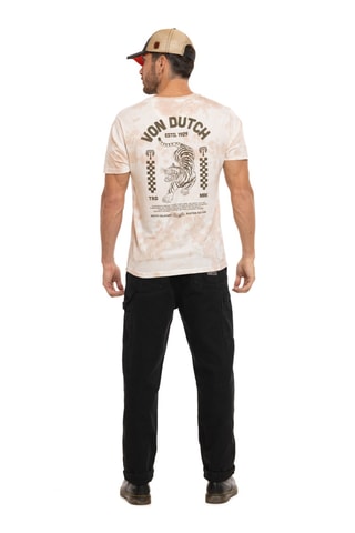 Camiseta regular fit tie-dye South - Beige y rosa
