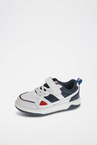 Leren Sneakers Wit - Wit, rood en blauw
