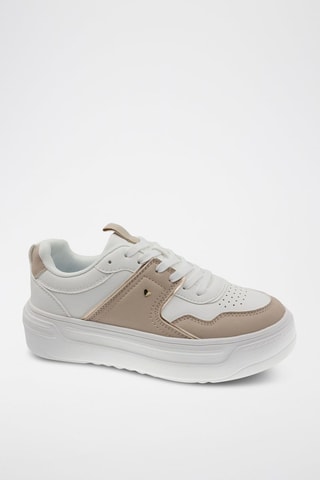 Platform Sneakers - Wit en bruin