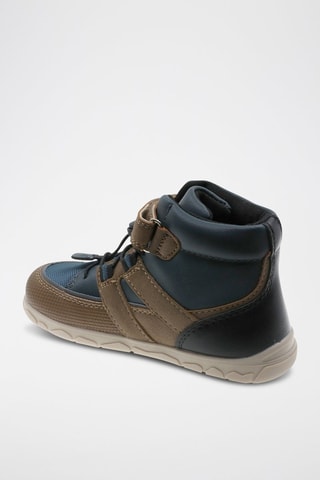 Baskets montantes - Noir, beige et bleu