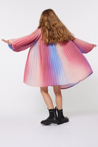 Vestido plisado dip-dye - Celeste y coral - Sonia Rykiel