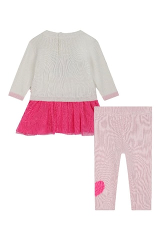 Vestido y leggings - Crudo y rosa - Billieblush