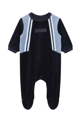 Pelele de terciopelo de algodón orgánico - Azul marino - Boss