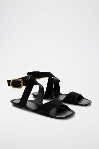 Sandali in pelle scamosciata - Nero