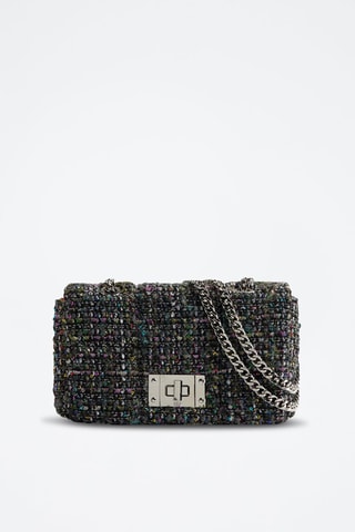 Borsa a tracolla in tweed - Argentato e grigio