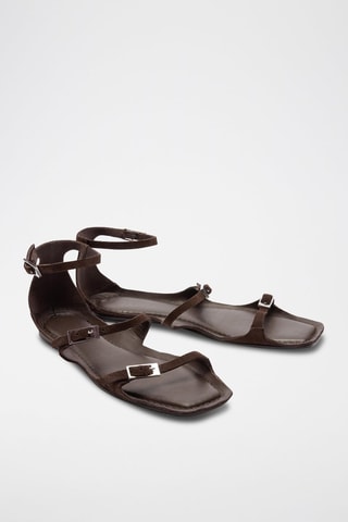 Sandali in pelle scamosciata - Marrone