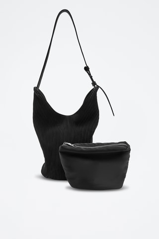 Borsa a spalla in velluto e pochette - Nero