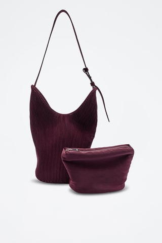 Borsa a spalla in velluto e pochette - Bordeaux