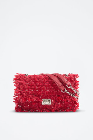 Borsa a spalla in tweed - Rosso