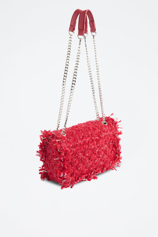 Borsa a spalla in tweed - Rosso