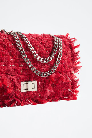 Borsa a spalla in tweed - Rosso